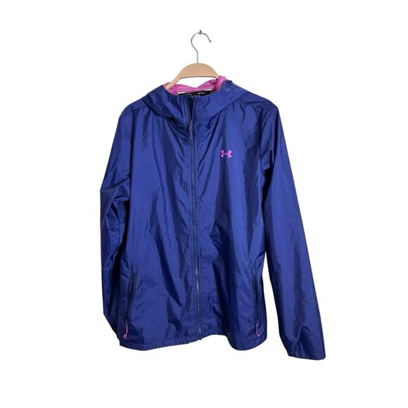 Under Armour Forefront Rain Jacket Womens Purple Large 1321443 - Picture 1 of 3